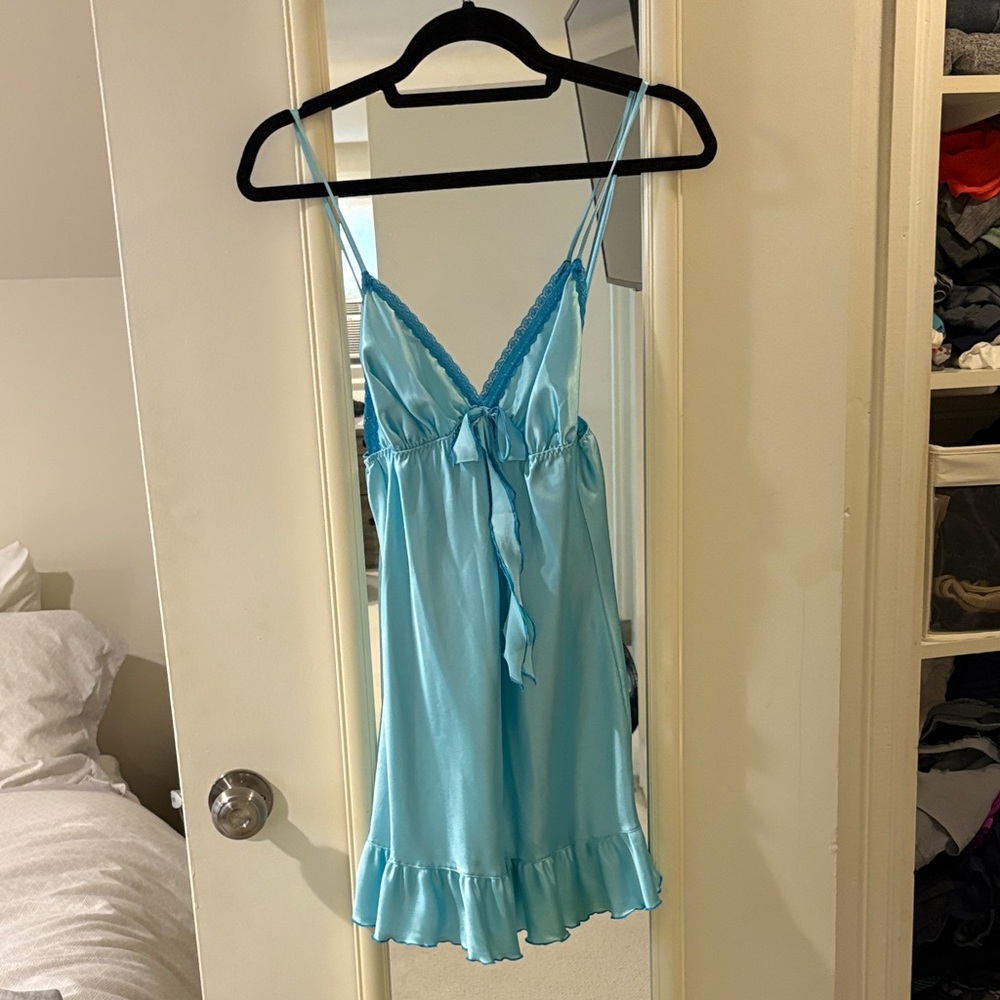 Victoria's Secret Sky Blue Satin Slip